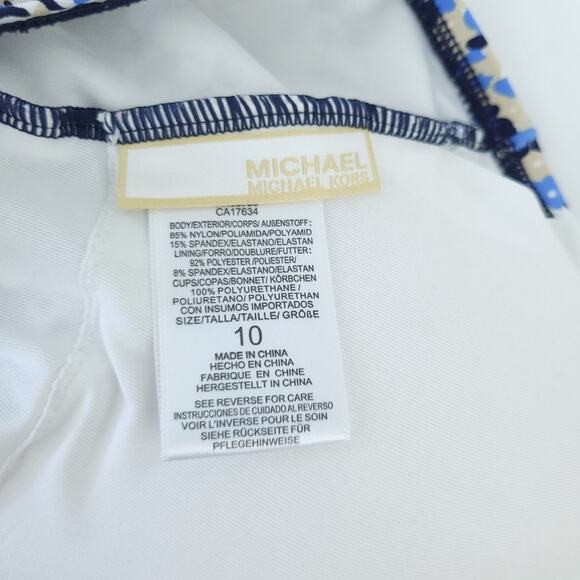 MICHAEL Michael Kors One Piece Swimsuit Monokini Size 10 Blue Tan Floral Ditzy - Picture 7 of 8